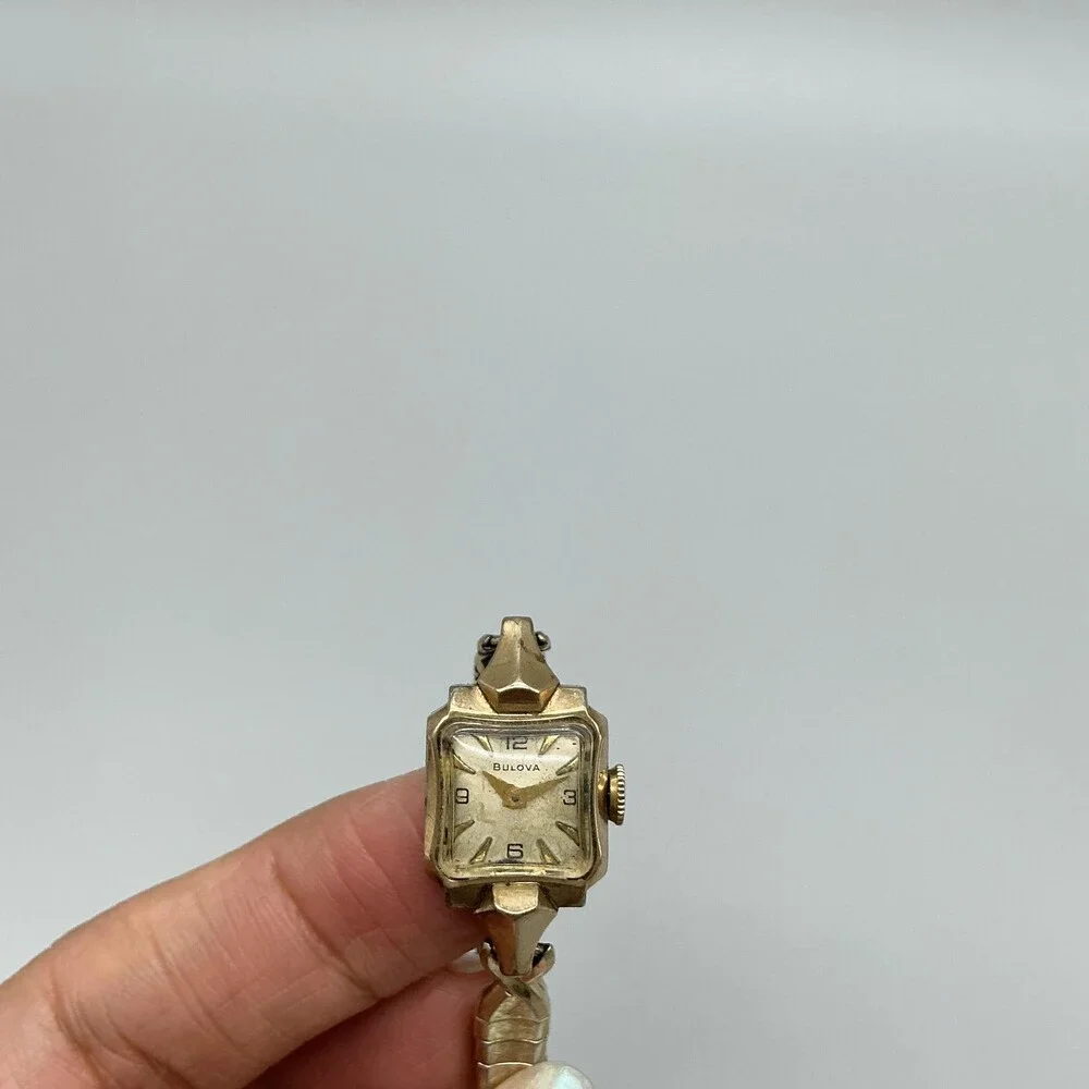 Vintage Bulova Womens Watch 14mm Champagne Dial 10K RGP Stretch Manual Wind